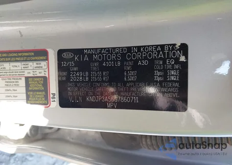 2016 Kia Soul + z USA, uszkodzony, nr VIN KNDJP3A56G7860711